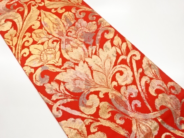 JAPANESE KIMONO / FUKURO OBI / KOHAKU NISHIKI / HATTORI ORIMONO / FLOWER 